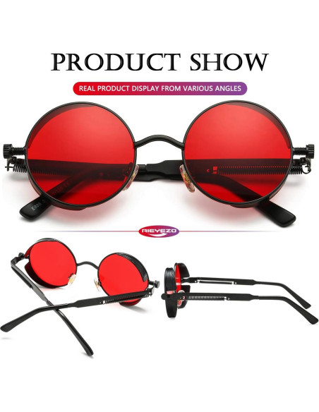 Gafas de sol redondas AIEYEZO Steampunk UV 100% - Paquete de 2
