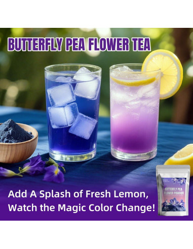 Polvo de Flor de Guisante Mariposa 200g - Colorante Natural Azul