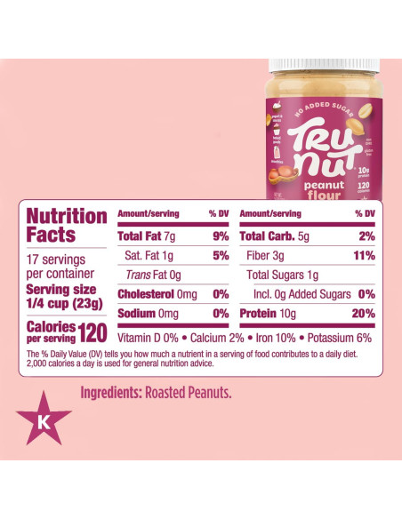 Harina de Cacahuate Tru-Nut 396g - Sin Gluten, Vegana, Keto