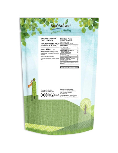 Polvo de Fruta del Dragón Liofilizado Food to Live 453g - Vegano
