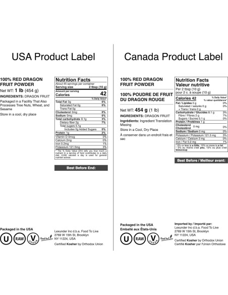 Polvo de Fruta del Dragón Liofilizado Food to Live 453g - Vegano
