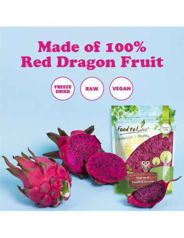 Polvo de Fruta del Dragón Liofilizado Food to Live 453g - Vegano