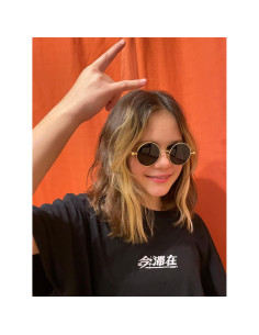 Gafas de sol redondas AIEYEZO Steampunk UV 100% oro/gris 2