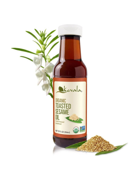 Aceite de Sésamo Tostado Orgánico Kevala 354 ml - Sin Colesterol