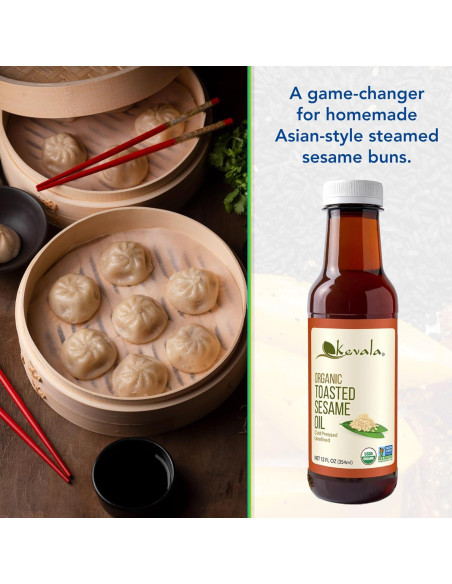 Aceite de Sésamo Tostado Orgánico Kevala 354 ml - Sin Colesterol