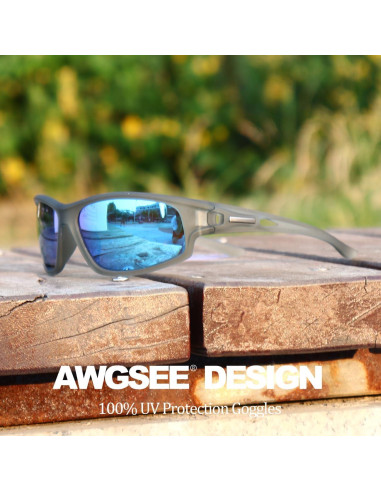 Gafas de sol polarizadas AWGSEE 100% UV 2pack Negro+Gris-Azul