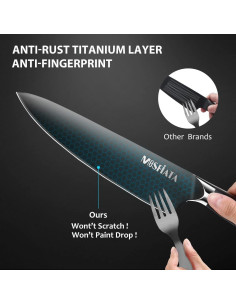 Cuchillo de Chef MOSFiATA 20.32 cm Titanio Acero Inoxidable 2