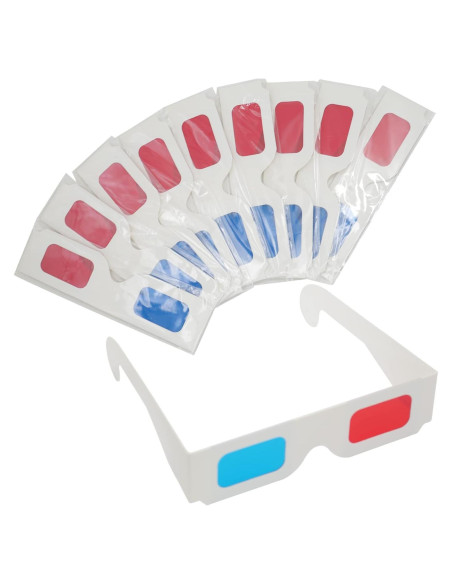 10 Pares de Gafas 3D LYMGS Rojo y Cian en Cartón