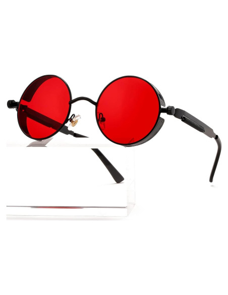 Gafas de sol redondas AIEYEZO Steampunk UV 100% bloqueadores