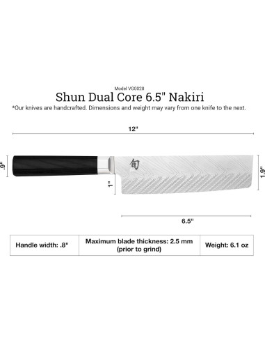 Cuchillo Nakiri Shun Dual Core 16.5 cm Acero Damasco