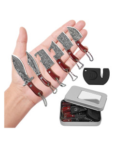 Set de 6 cuchillos mini Damasco JAEZZIY con afilador