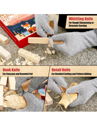 Kit de Tallado en Madera K Kernowo 17PCS con Herramientas y Guantes