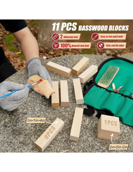 Kit de Tallado en Madera K Kernowo 17PCS con Herramientas y Guantes