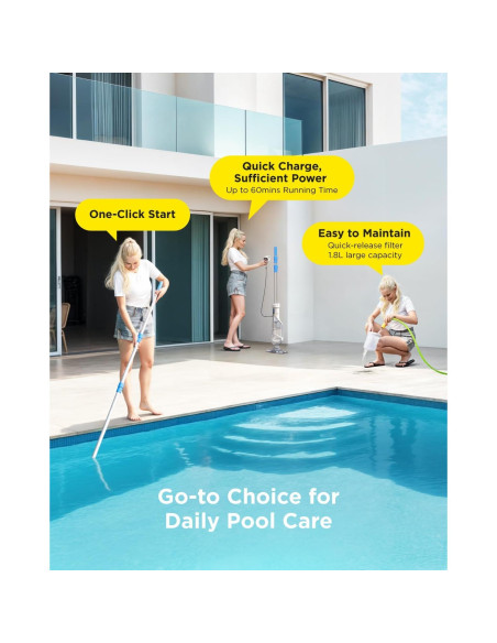 Aspiradora de piscina InoKraft K1.5 Pro recargable 70 L/min