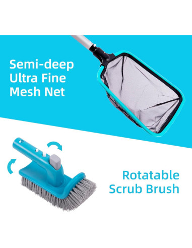 Kit de limpieza de piscina Sepetrel Deluxe con cepillo y redes