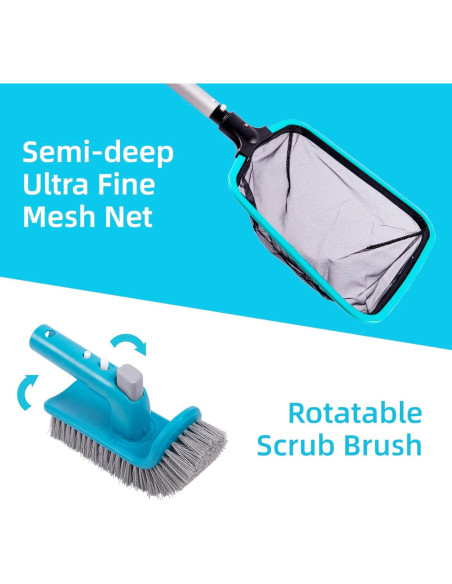 Kit de limpieza de piscina Sepetrel Deluxe con cepillo y redes