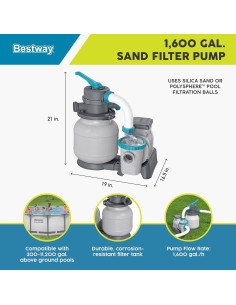 Bomba de Filtro de Arena Bestway 5,678 LPH para Piscinas 2