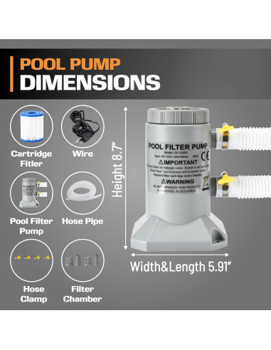 Bomba de Filtro de Cartucho EDOU 530 GPH para Piscina