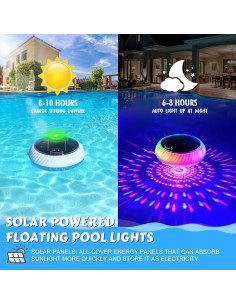 Luces de piscina flotantes solares Goallim 19.3 cm RGB IP68 (2) 2