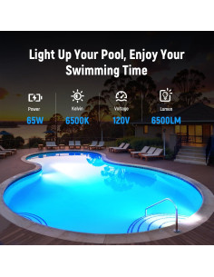 Luz LED para piscina HYMIOR 65W PRO 6500K 6500lm blanca 2