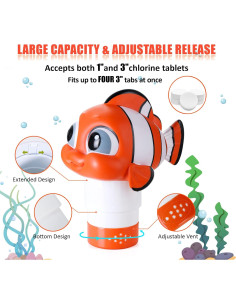 Dispensador Flotante de Cloro MKLZ Pez Payaso para Piscina 2