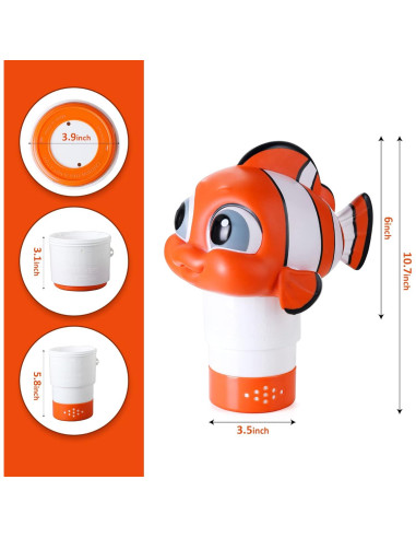 Dispensador Flotante de Cloro MKLZ Pez Payaso para Piscina