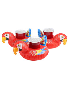Soportes Inflables para Bebidas GoFloats - Loro (Paquete de 3)
