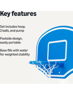 Aro de Baloncesto para Piscina Amazon Basics con 2 Pelotas y Bomba 2
