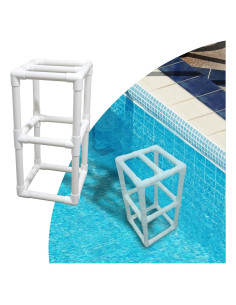 Taburete de piscina WJCJTJL 76.2 cm con reposapiés blanco