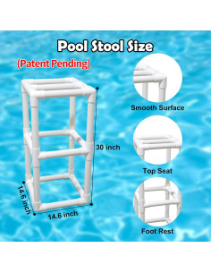 Taburete de piscina WJCJTJL 76.2 cm con reposapiés blanco 2