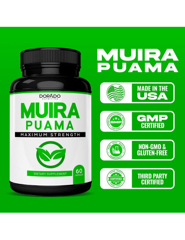 Extracto de Raíz de Muira Puama 1000mg Dorado Nutrition - 60 Cápsulas