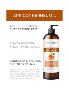Aceite de Hueso de Albaricoque Velona 473 ml - 100% Puro y Natural 2