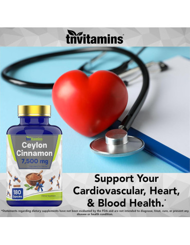Cápsulas de Canela de Ceilán TNVitamins 180 Unidades 7500 mg