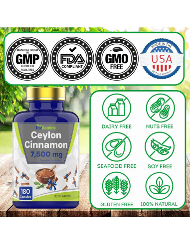 Cápsulas de Canela de Ceilán TNVitamins 180 Unidades 7500 mg