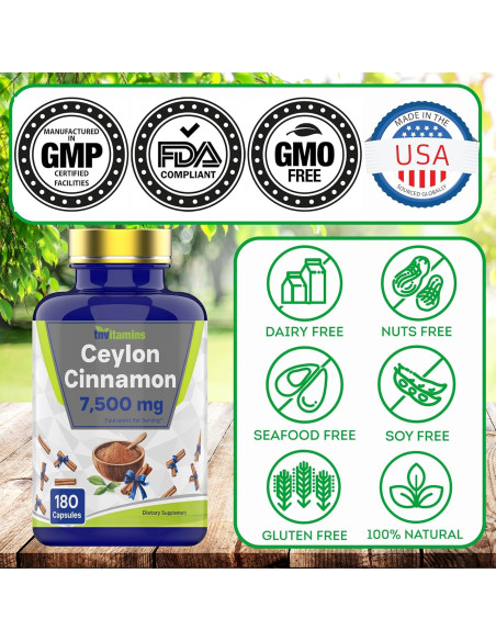 Cápsulas de Canela de Ceilán TNVitamins 180 Unidades 7500 mg