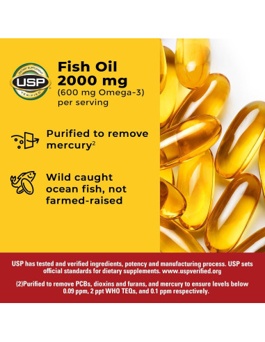 Suplemento Omega 3 Nature Made 2000mg 250 Cápsulas Blandas