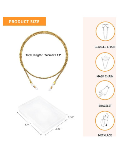 Cadena de Gafas 3 PCS Acero Inoxidable Unisex Elegante