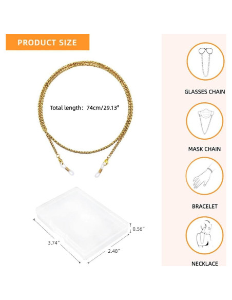 Cadena de Gafas 3 PCS Acero Inoxidable Unisex Elegante