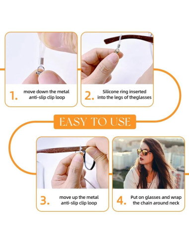 Cadena de Gafas 3 PCS Acero Inoxidable Unisex Elegante