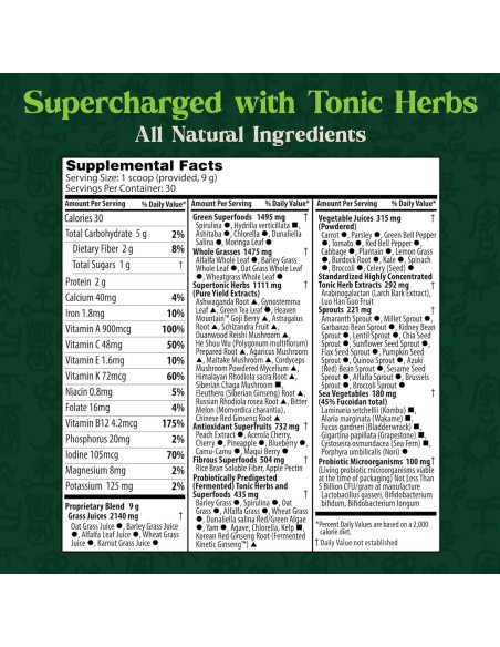 Polvo Superalimento Verde Tónico Alquimia Dragon Herbs 269g