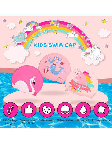 Gorras de Baño para Niños Syhood - 3 Pcs Silicona Colorida