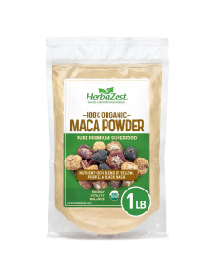 Polvo de Maca Orgánica HerbaZest 0.45 kg - Vegano y Sin Gluten