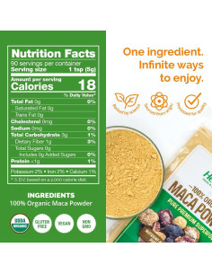 Polvo de Maca Orgánica HerbaZest 0.45 kg - Vegano y Sin Gluten 2