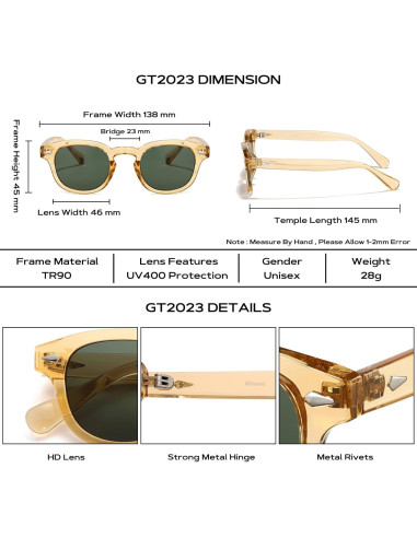 Gafas de Sol Unisex Gtand Retro Circulares 46mm UV400