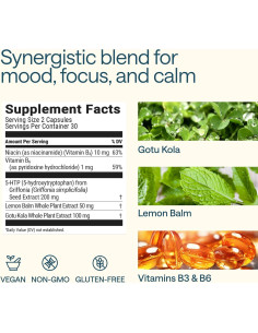 Suplemento 5-HTP 200mg con Vitamina B6 - 60 Cápsulas 2