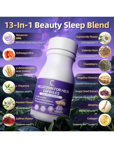 Melatonina 5mg GPGP GreenPeople - Suplemento para Dormir 120 Cápsulas