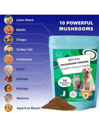Polvo de Hongos para Perros y Gatos YoYoJo 100g - Inmunidad y Salud
