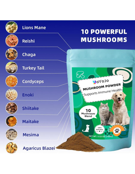 Polvo de Hongos para Perros y Gatos YoYoJo 100g - Inmunidad y Salud