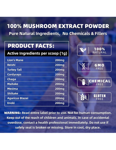 Polvo de Hongos para Perros y Gatos YoYoJo 100g - Inmunidad y Salud