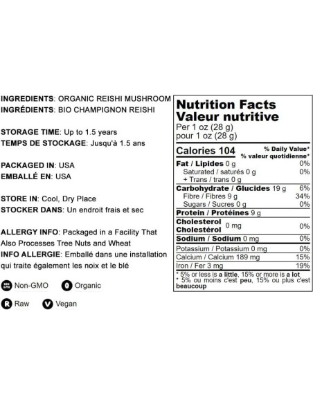 Polvo de Hongo Reishi Rojo Orgánico Food to Live 227g - Superalimento Vegano